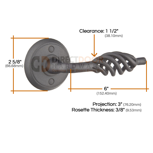 Emtek Lafayette Lever with Style 2 Rosette Measurements