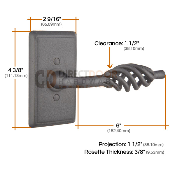 Emtek Lafayette Lever with Style 3 Rosette Measurements