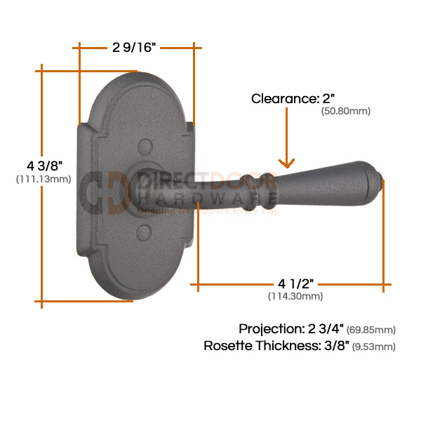 Emtek Normandy Lever with Style 1 Rosette Measurements