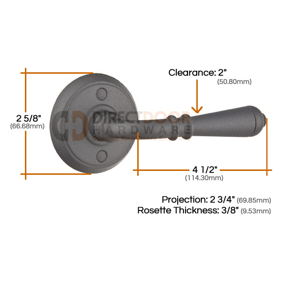 Emtek Normandy with Style 2 Rosette Measurements
