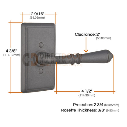Emtek Normandy Lever with Style 3 Rosette Measurements