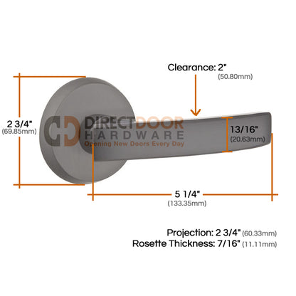 Emtek Yuma Lever with Style 2 Rosette Measurements