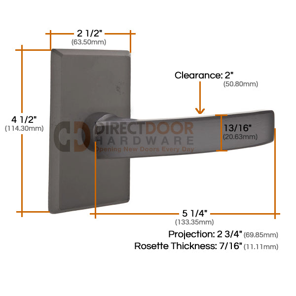 Emtek Yuma Lever with Style 3 Rosette Measurements