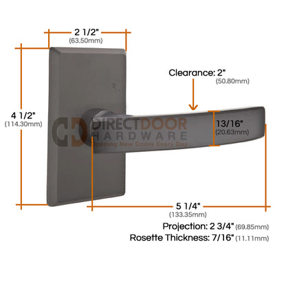 Emtek Yuma Lever with Style 3 Rosette Measurements