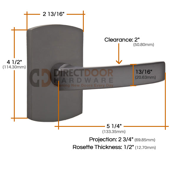 Emtek Yuma Lever with Style 4 Rosette Measurements
