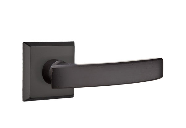 Emtek Sandcast Bronze Yuma Lever - Style 6 Rosette - Flat Black